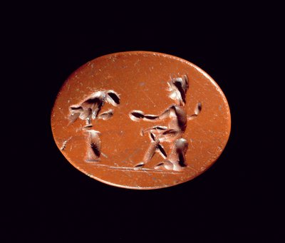 Intaglio showing Ganymede Feeding the Eagle, from the Roman site at Newstead, Melrose by Roman Roman
